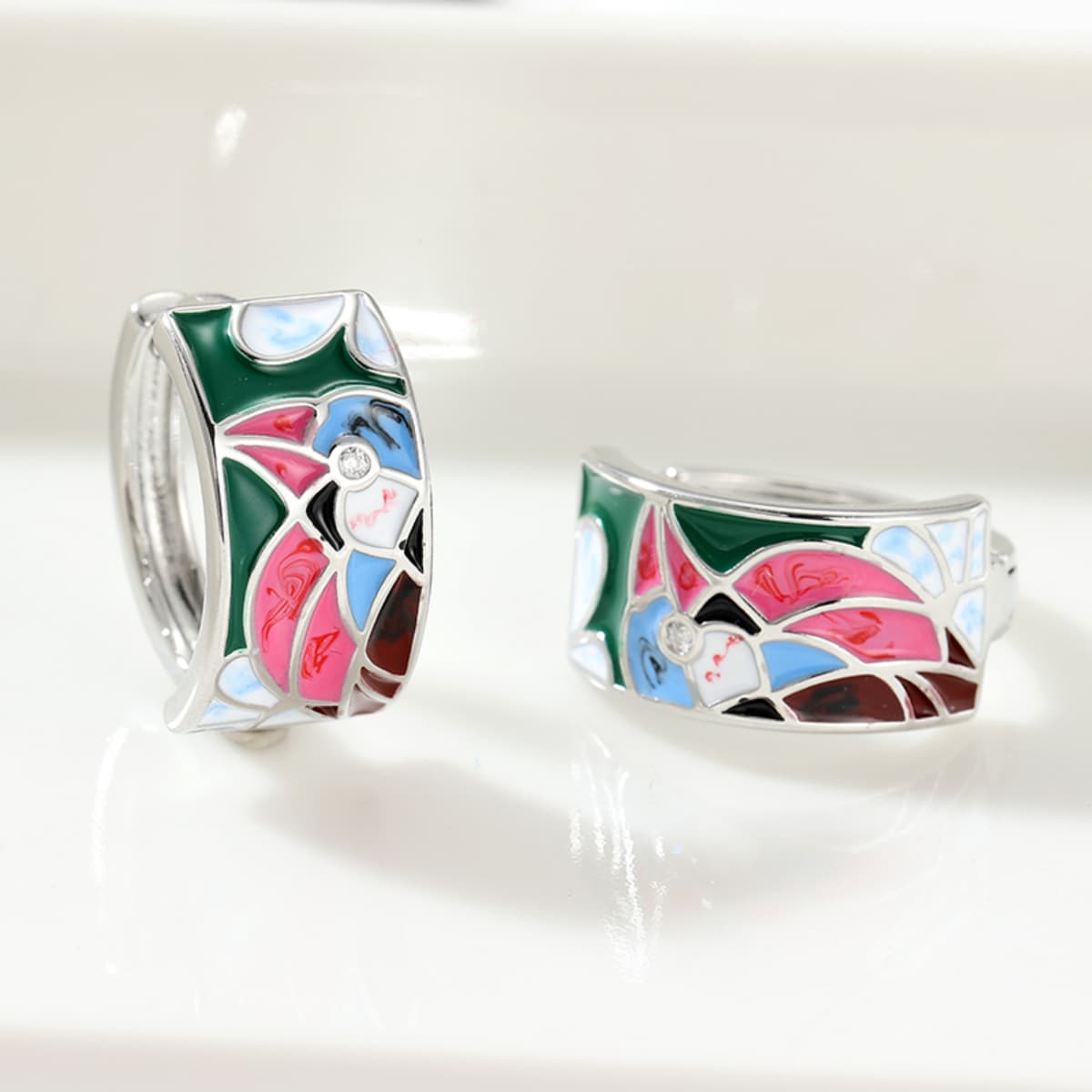 Color Block Bird Dangle Earrings, Artistic Design